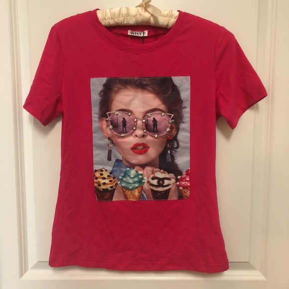 Why Dress Tops - 🎉BOGO🎉 NWT Funky pink graphic t-shirt